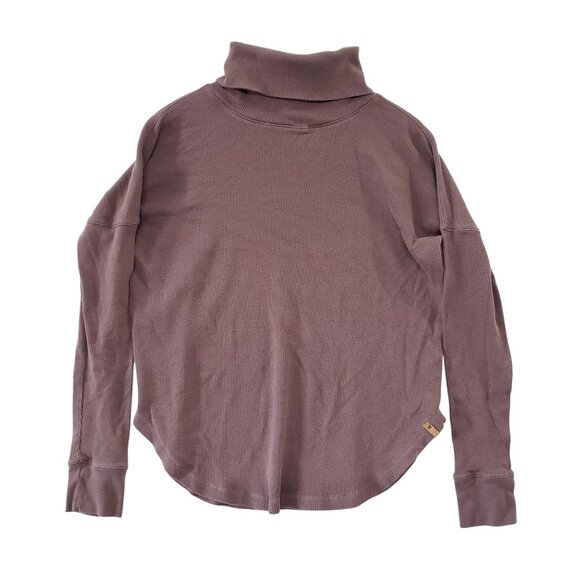 Ten Tree Womens Mauve Waffle Knit Turtleneck Long Sleeve Top Size M Sustainable - Picture 1 of 5
